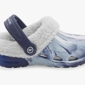 Stride Rite Blue and White Cozy Slippers with Perforated Design